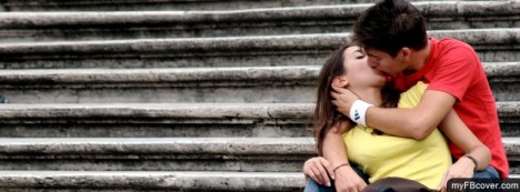 kiss on stairs Facebook Cover