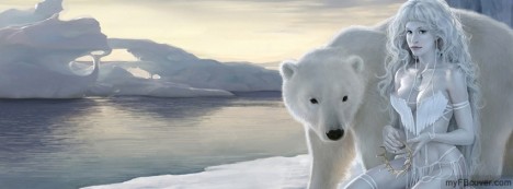 Polar Bear With Lady Facebook Cover