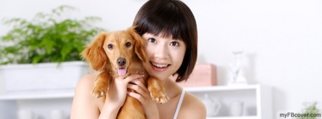 Cute girl with dog Facebook Cover